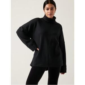 Athleta Cozy Karma Funnel Neck Sweatshirt Black Athleisure Pockets Oversized XXS